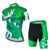 Traje de Verão de Manga Curta Transfronteiriço Alça Desenho Animado Feijão Divertido M Feijão Edição de Equipe Masculina Conjunto de Traje de Passeio com Alça Bicicleta