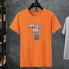 Camiseta Masculina de Manga Curta, Algodão Lycra Elástico, Tamanho Grande Oversized, Camiseta Básica para Homens Grandes, Top Estampado Tendência