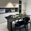 Mesa de jantar preta simples, acabamento fosco, adequada para apartamentos pequenos, uma mesa de jantar elegante e estilosa para uso doméstico