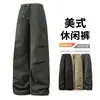 Calça de trabalho moderna estilo americano para homens plus size, adequada para primavera e outono, casual, de corte solto, perna reta, versátil e pantalona longa para looks casuais e esportivos