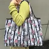 Nueva Bolsa de Viaje Plegable Ecológica de Dibujos Animados Portátil Supermercado Gran Capacidad Bolso de Hombro para Compras Bolso Tote para Mujer