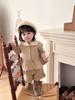 Cutemily otoño e invierno ins bebé niña contraste solapa traje de suéter lindo A- chaqueta péndulo + shorts conjunto de 2 piezas
