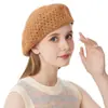 Boina tejida hueca para mujer, nuevo estilo 2026, circunferencia de cabeza grande, sombrero de artista de paja adelgazante, sombrero delgado de verano