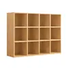 Estante de Livros de Madeira Maciça de Chão Montada na Parede Armário de Armazenamento para Jardim de Infância Estante de Livros de Madeira Maciça Rack de Armazenamento para Sala de Estar Armário de Grade para Casa