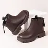 Zapatos para niñas, nuevos modelos de otoño e invierno, botas infantiles forradas de polar, cálidas botas cortas de algodón de doble capa, botas de cuero, zapatos de algodón, Botas estilo británico Martin