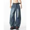 Pantalones Anchos Deconstruidos de Moda para Hombre, Moda Primavera Estilo Americano Marca de Moda Pantalones de Mezclilla Lavados y Desgastados, Pantalones Largos con Estilo Urbano