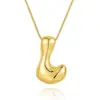 Collar con colgante de 26 letras del alfabeto inglés, chapado en cobre transfronterizo, oro real de 18k, liso, de burbuja de globo, gordito, lindo, versión Q