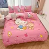2026 Nuevo Juego de Cuatro Piezas de Algodón Puro con Dibujos Animados Tamaño Grande Autorización Genuina Serie Sanrio Funda de Edredón de Algodón Puro Individual/Doble para Dormitorio