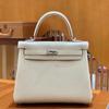 Piel de Vaca de Togo Hilo de Cera Cosido a Mano Costura Interior Bolso Clásico Kelly Platino Bolso de Hombro Cruzado para Mujer 28cm