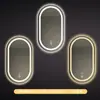 Espejo de baño inteligente ovalado para pared salón de belleza con luz pantalla táctil LED inducción antivaho espejo de tocador HD