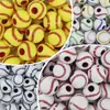 Cuentas acrílicas para pelota de béisbol de 11 mm, cuentas redondas, pelota de béisbol con cuentas, agujero recto, material hecho a mano, pulsera, accesorios para joyería DIY
