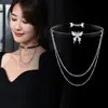 Gargantilla de Mariposa con Borla de Cuero para Mujer, Estilo Yabi Sexy Dulce Cool, Cadena Doble para Clavícula