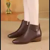 Botines de Tobillo para Mujer 2026 Primavera/Otoño, Punta Redonda, Tacón Grueso, Antideslizantes, Corte Delgado, Caña Corta, Estilo Británico, Zapatos Planos de Moda