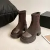 Botas Femininas Martin Estilo de Rua Emagrecedoras Botas de Motociclista Punk Sola Grossa Fashionáveis Novo Estilo Botas Curtas que Aumentam a Altura Outono/Inverno Estilo Europeu/Americano Leves Não