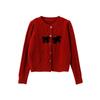[Oufan] Suéter de Punto Cardigan de Invierno para Mujer con Lentejuelas Rojas de Navidad, Lazo Retorcido Pequeño y Fragante, Aspecto Adelgazante 9631