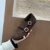 Zapatos Pequeños de Cuero Gamuzado Retro, Mocasines, Zapatos de Mujer, Nuevos Zapatos de Felpa Otoño e Invierno 2025, Zapatos Cálidos de Algodón