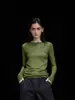 Camiseta Original de Manga Larga con Cuello Redondo de Gama Alta para Mujer, Nuevo Estilo Primavera y Otoño, Verde Simple Casual Ropa Interior, Camiseta Mascarilla Adelgazante