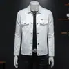 Chaqueta Nueva de Primavera y Otoño para Hombre Marca de Moda Casual Cuello Solapa Superior Juventud Ajustada Jacquard Talla Grande Abrigo