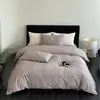 Alta Gama Súper Suave Grueso Tejido Algodón de Fibra Larga Cuatro Piezas Jacquard Repujado Puro Algodón Funda de Edredón Ropa de Cama Sábana 1.2 Blanco