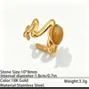 Anillo abierto de acero de titanio retro a la moda con turquesa sintética y piedra natural, sensación de lujo ligero y alta gama, anillo de acero inoxidable que no se decolora