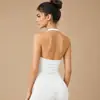 Top de tirantes sin costuras Dfyne Impact, largo, con almohadillas removibles de tres capas en el pecho, alta elasticidad, espalda hermosa, ajustado, ropa interior para yoga