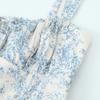 6729-24 Verano Nuevo Retro Francés Cintura con Cordón Abertura Estampado Porcelana Azul y Blanco Vestido Casual de Tirantes