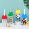 Taza de plástico de panda de dibujos animados creativa Valor de color alto de la red roja Taza linda para niños Taza de plástico con pajilla Disponible al por mayor