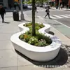Assentos de Piscina em Forma de Árvore de Fibra de Vidro, Conjunto de Mesa e Cadeiras para Paisagismo de Jardim Externo, Parque, Lazer Público, Banco Irregular ao Redor de Árvore