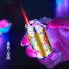 Mini Isqueiro, Formato de Lata Exquisito, Isqueiro Inflável à Prova de Vento, Lâmpada Colorida Transparente, Chama Vermelha Direta Venda por Atacado