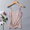 Camisola de Seda para Mulheres Curtas Soltas Cor Sólida Base Camisa de Seda Renda Decote V Pequena Camisola