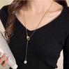 Suéter collar de diseño simple para mujer, collar largo de alto sentido, cadena doble de suéter de temperamento nicho, joyería al por mayor