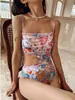 Nuevo traje de baño de una pieza para mujer que cubre el abdomen adelgazante color liso Simple Sexy conservador push up para pecho pequeño traje de baño para aguas termales