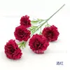 5 claveles artificiales, tallo único, flores artificiales, claveles, flores elegantes, decoración de sala de estar, arreglo floral, arte floral artificial