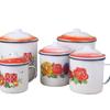 Caneca de Esmalte Clássica Nostálgica Lata de Chá de Ferro com Tampa Grande para Escritório Hotel Estilo Antigo Flor Dupla Felicidade Casamento Caneca