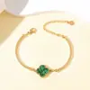Pulsera de trébol de cuatro hojas de la suerte de acero de titanio más vendida de Amazon, chapada en oro, no se decolora, fabricante de joyería, accesorios al por mayor