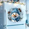 BRUP Natal 3D Estéreo Adesivo de Parede Fofo Boneco de Neve Quebrando Parede Padrão de Parede Autoadesivo Decorativo BR2356C