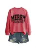 Sudadera casual cómoda simple para mujer con borde de Navidad y letras, sitio independiente de Amazon eBay