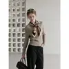 Otoño Nuevo Clásico Estilo Old Money Tejido de Punto Trenzado Solapa Temperamento Prendas de Punto Bufanda de Seda Conjunto de Dos Piezas Mujer