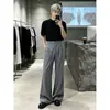Pantalones casuales de hombre estilo retro americano 2026, plisados, fluidos, con textura, corte holgado, adelgazantes, versátiles, de pierna recta ancha