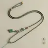 Cuerda de Colgante Trenzada a Mano de Dos Colores y Cuatro Hilos Cuerda de Collar Xiangyun Ruyi Cuerda de Colgante de Cristal de Fresa Jade Anillo de Jade Ajustable