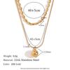 Colar europeu e americano de moda simples elegante popular aço inoxidável banhado a ouro 18K colar com pingente de miçangas de arroz de camada dupla para mulheres
