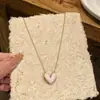 Colar Coração Eletrodepositado em Ouro Real 14K com Gotejamento de Óleo, Corrente de Clavícula Leve de Luxo de Alta Qualidade, Colar Fresco e Simples Estilo Coreano para Mulheres