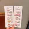 Pajarita con Forma de Fruta para Niñas con Pinza de Pico de Pato, Diseño de Rayas Verticales de Resina, Juego de 5, Combinación de Colores de Jardín de Infancia