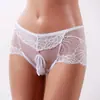 Ropa Interior Sexy para Hombre Boxer de Encaje Calzoncillos Sin Costuras Ultradelgados Malla Cintura Transpirable Set Jj Medias Sexy Pantalones Cortos