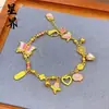 Nuevo Pulsera Estilo Chino Oro Arena Azul Quemado Esmalte Mariposa Azul para Mujeres Rosa Hielo Roto Cola de Golondrina Mariposa Tendencia Nacional Pulsera Venta al por Mayor