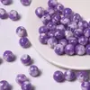 Cuentas de Resina Crema Cuentas Redondas Agrietadas Agujero Recto Cuentas de Grava Pulsera Collar Hecho a Mano DIY Accesorios de Joyería Cuentas Sueltas