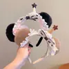 Urso Sorvete Bola de Pelo Fofa Faixa de Cabelo com Laço de Renda Divertido para Crianças Acessórios de Cabelo Sem Pressão