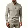AliExpress Novo Suéter de Malha Masculino Outono/Inverno Gola Alta Meio Zíper Tamanho Plus Moda Casual Camisa Base Roupa Masculina