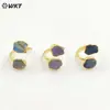 WT-R506 exquisito grava natural amatista británica piedra brillante doble gema 18K Diseño Abierto anillo de oro para mujeres
