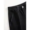 ¡Explosiones recomiendan! Diseño de nueva línea de otoño sensación cuatro lados negro Pantalones de pierna recta campana de mezclilla 571